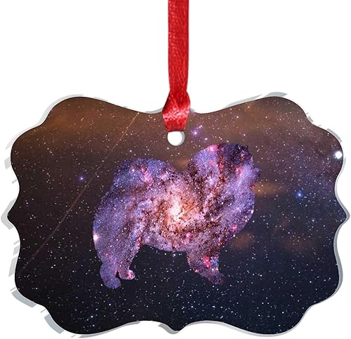 Miniatura 8 de Adorno colgante de Navidad con diseño de cielo estrellado para perro, Chow Chow, acuarela, galaxia, perro, cachorro, regalo de vacaciones, adorno
