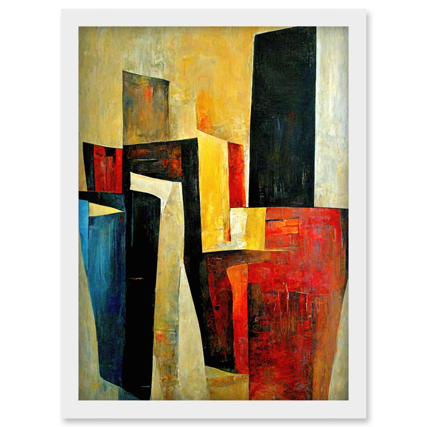 Doppelganger33 LTD Bold Modern Abstract Cubism Acrylic Painting Artwork Framed Wall Art Print A4