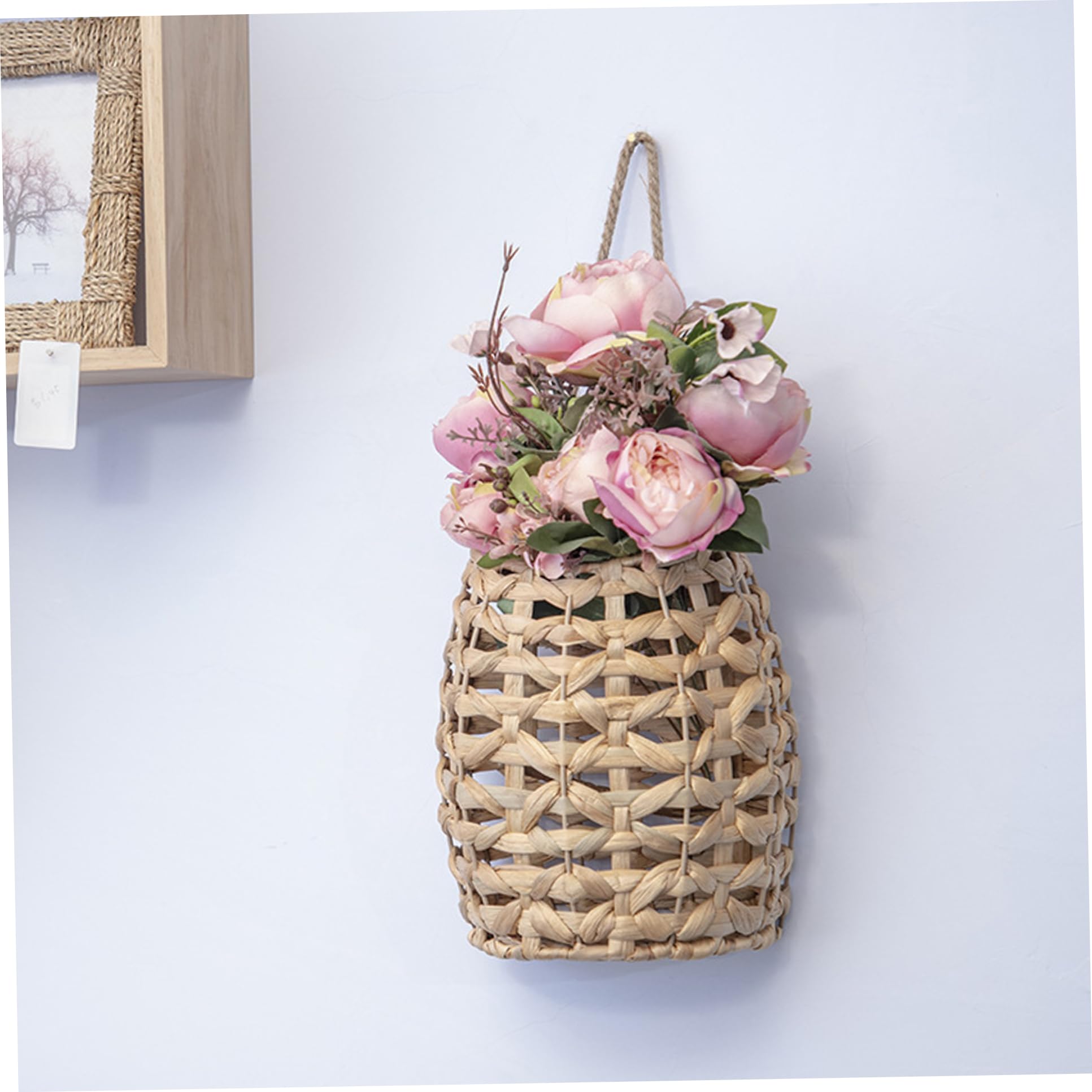 Cesta de jacinto de agua para decorar paredes de terrazas y salones estilo granja vintage