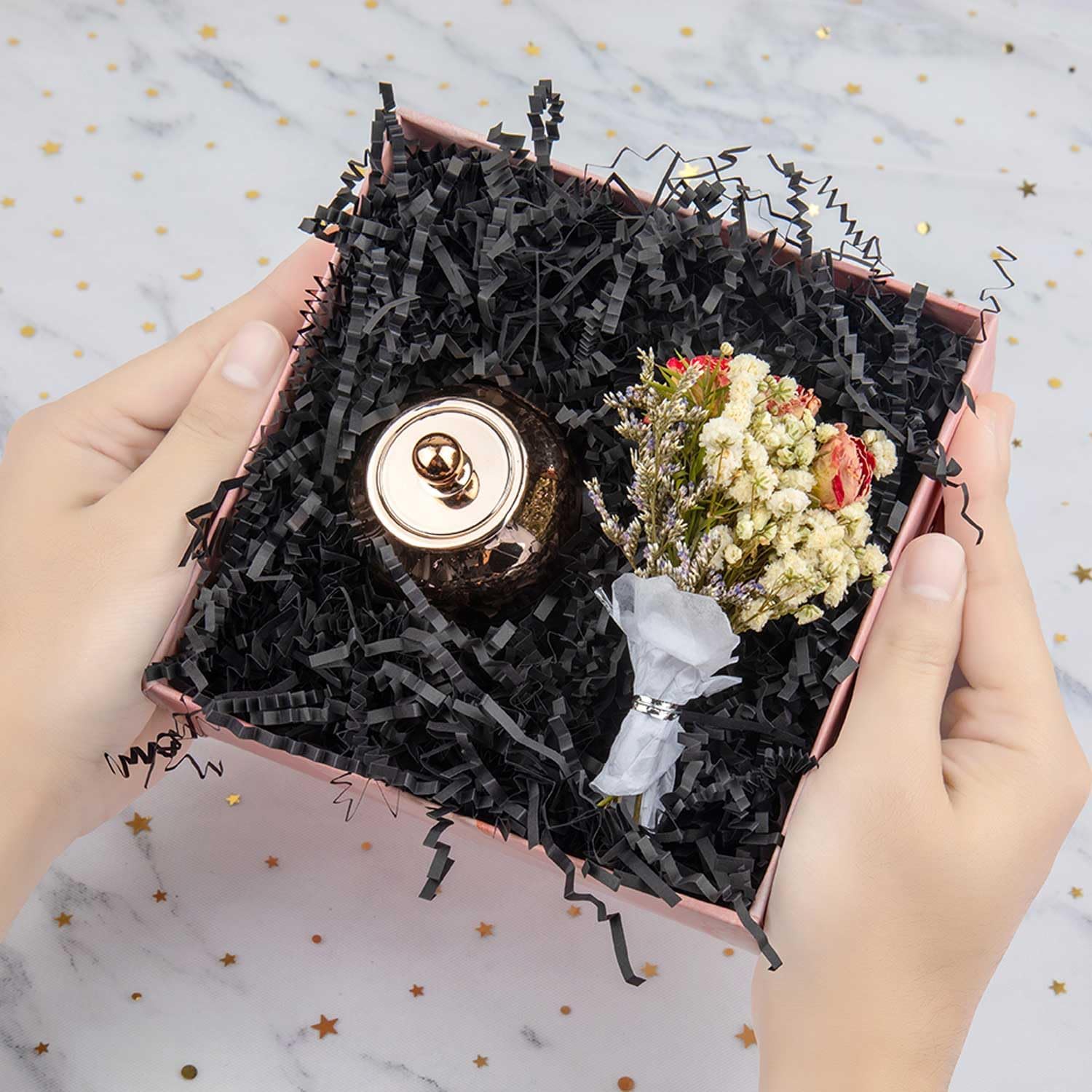 Caleihd 1/2 LB Crinkle Cut Paper Shredded Filler Paper for Gift Baskets Gift Box Confetti Shreds Decoration Stuffing for Birthday, Weddings, Anniversaries, Christmas Wrapping Black - Image 4