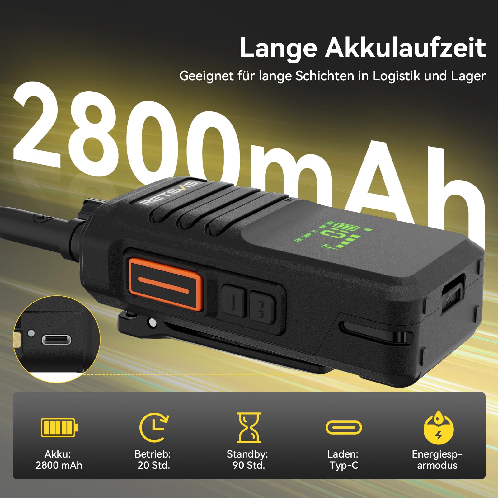 Retevis NR40 DMR Funkgerät, Wasserdicht Walkie Talkie Große Reichweite | Professionelles Handfunkgerät mit 2800mAh, Stoßfest & Klarer Klang, für Bau Fabriken Hersteller, Schwarz, 2 Stück