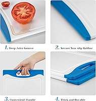 Vista 3 de Extra Large Cutting Board, Dishwasher Safe Chopping Boards With Juice Grooves and Easy Grip Handle, 3 Pieces Plastic Cutting Board Set