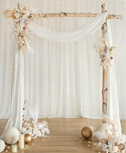 Miniatura 2 de Flores artificiales para arco de boda, juego de 3, 2 guirnaldas de flores de boda con tela drapeada, guirnalda de boda para telón de fondo de