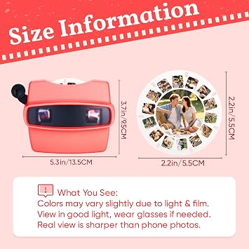 Custom 3D Photo Viewfinder – Personalised Retro Style Film Reel Viewer with Your Own Pictures & Text – Unique Gift for Couples, Family – Perfect for Christmas, Birthday, Valentine’s Day