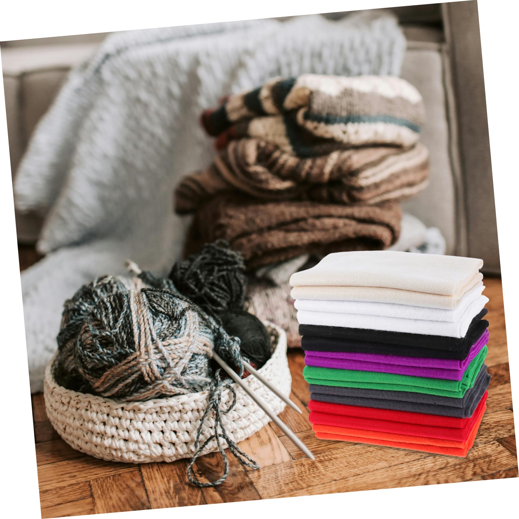 NUOBESTY 16 Stück Weiches und Leichtes Bastelfilz aus Filz für Selbstgemacht Projekte und Nähen für Patchwork und Kreative Handarbeiten Zufälliger Stil