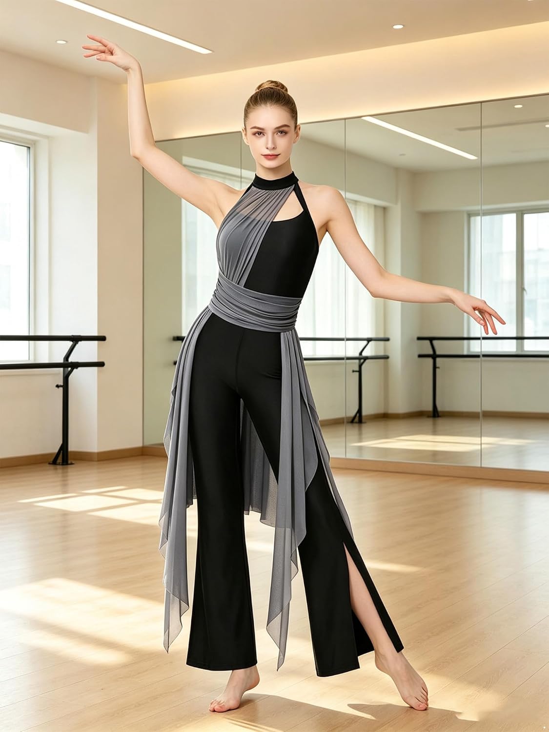 Women Sleeveless Gymnastics Unitard Lyrical Dance Costume Full Body