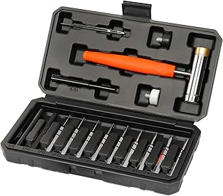 Punch Set, Punch Tools, Roll Pin Punch Set, Made of Solid Material Including Steel Punches and Hammer, Ideal for Maintenance (Without Bench Block)