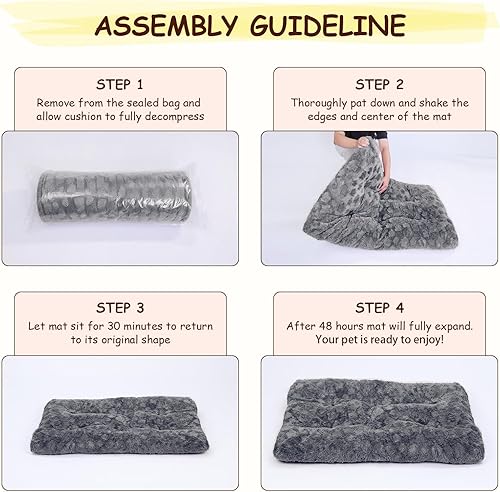 Miniatura 8 de Cama para perros para jaula con juguete de hueso, cama esponjosa para mascotas, almohadilla ultrasuave con parte inferior antideslizante, lavable a