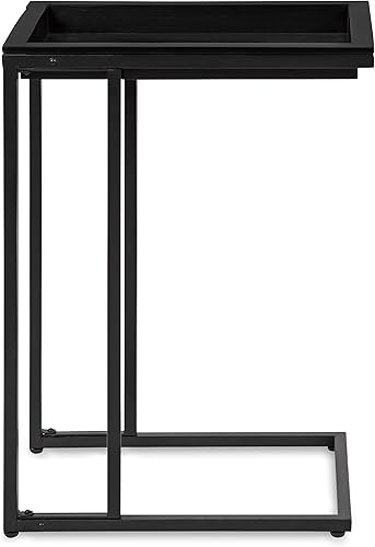 Miniatura 12 de Kate and Laurel Lockridge - Sofá industrial moderno de madera y metal, mesa auxiliar plegable, color marrón rústico claro y negro Natural,Negro