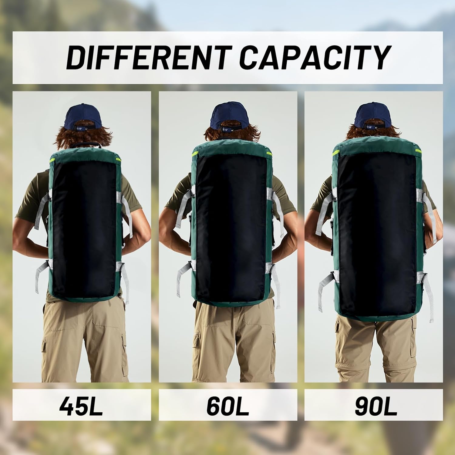 MIER Large Duffel Backpack Sports Gym Bag with Shoe Compartment, Heavy Duty and Water Resistant, Green, 90L - Image 5