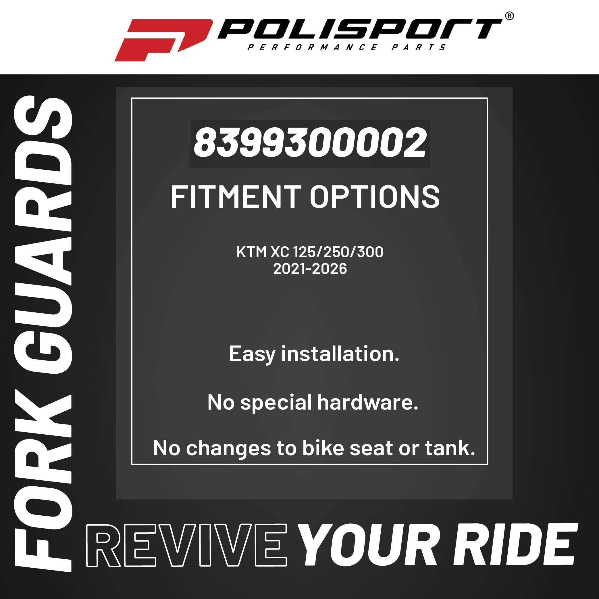 POLISPORT 8399300002 - Protezione forcella completamente avvolgente realizzata in plastica resistente compatible con motocicletas KTM, HUSQVARNA, GAS GAS, SHERCO en color Bianco