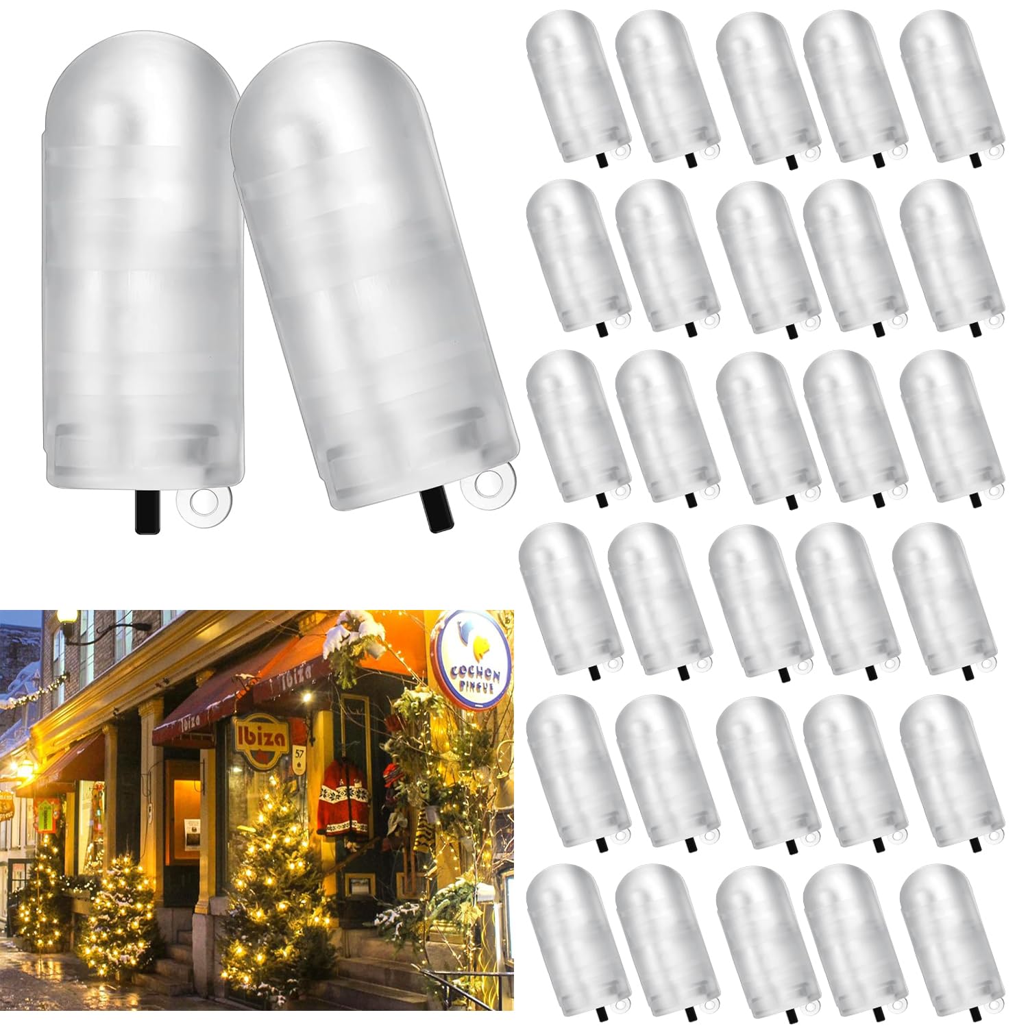 JUXINE 30 Stück LED Ballons Lichter Lampions Licht Warmweiß Luftballon Lichter mit Schalter,LED Ballonlicht für Papierlaterne, Ballonlicht, Geburtstagsfeier, Hochzeit, Weihnachts Deko. (W)