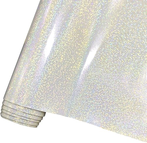 Miniatura 7 de HYANG - Espejo holográfico de piel sintética de color azul cristal con láser fino, 1 rollo de 12 x 53 pulgadas, piel sintética muy adecuado