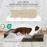 Vista 358 de Comfort Expression - Cama ortopédica para perros extragrandes, 53 x 42 pulgadas, cama impermeable y de apoyo de espuma con cojines removibles