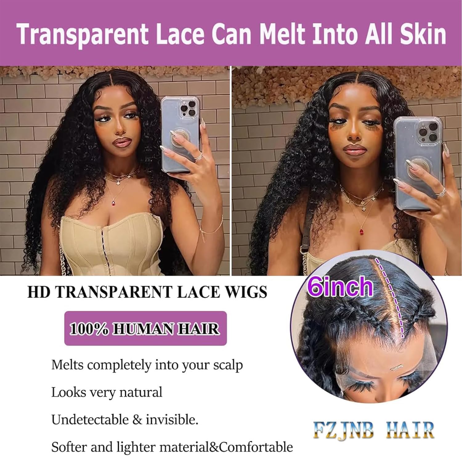 VIPbeauty 13x6 Deep Wave Lace Front Wigs Human Hair Wigs for Women 200 Density 26 Inch HD Lace Front Wigs Human Hair Pre Plucked with Baby Hair Natural Black