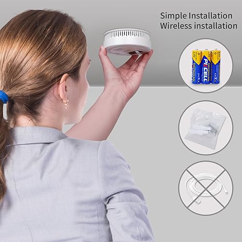 Miniatura 9 de Paquete de 4, detector de humo y monóxido de carbono, alarma de CO y humo 2 en 1, detectores de monóxido de carbono, detector de humo, alarma de 85