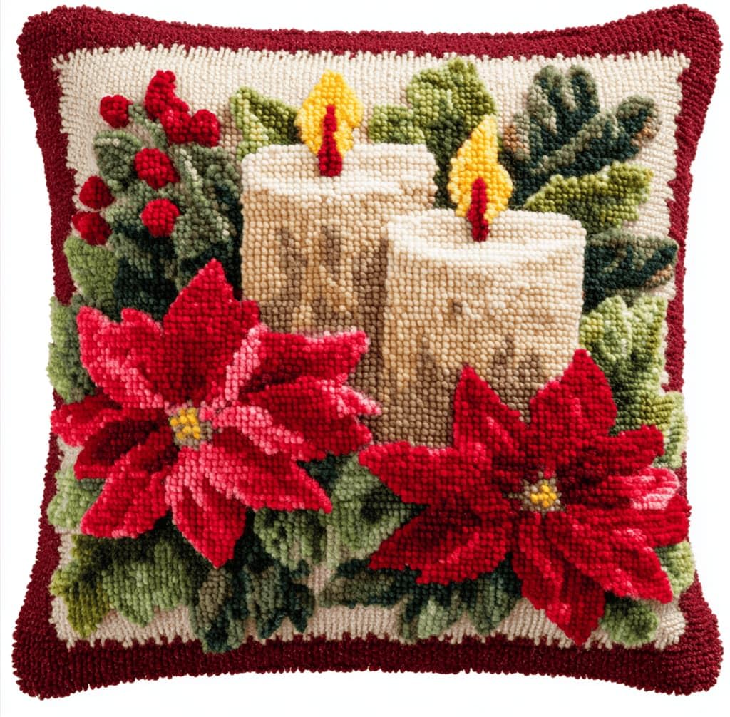 Kitquiver Beginner Latch Hook Cushion Kit,Candle Decor Pillow Cover 43X43Cm