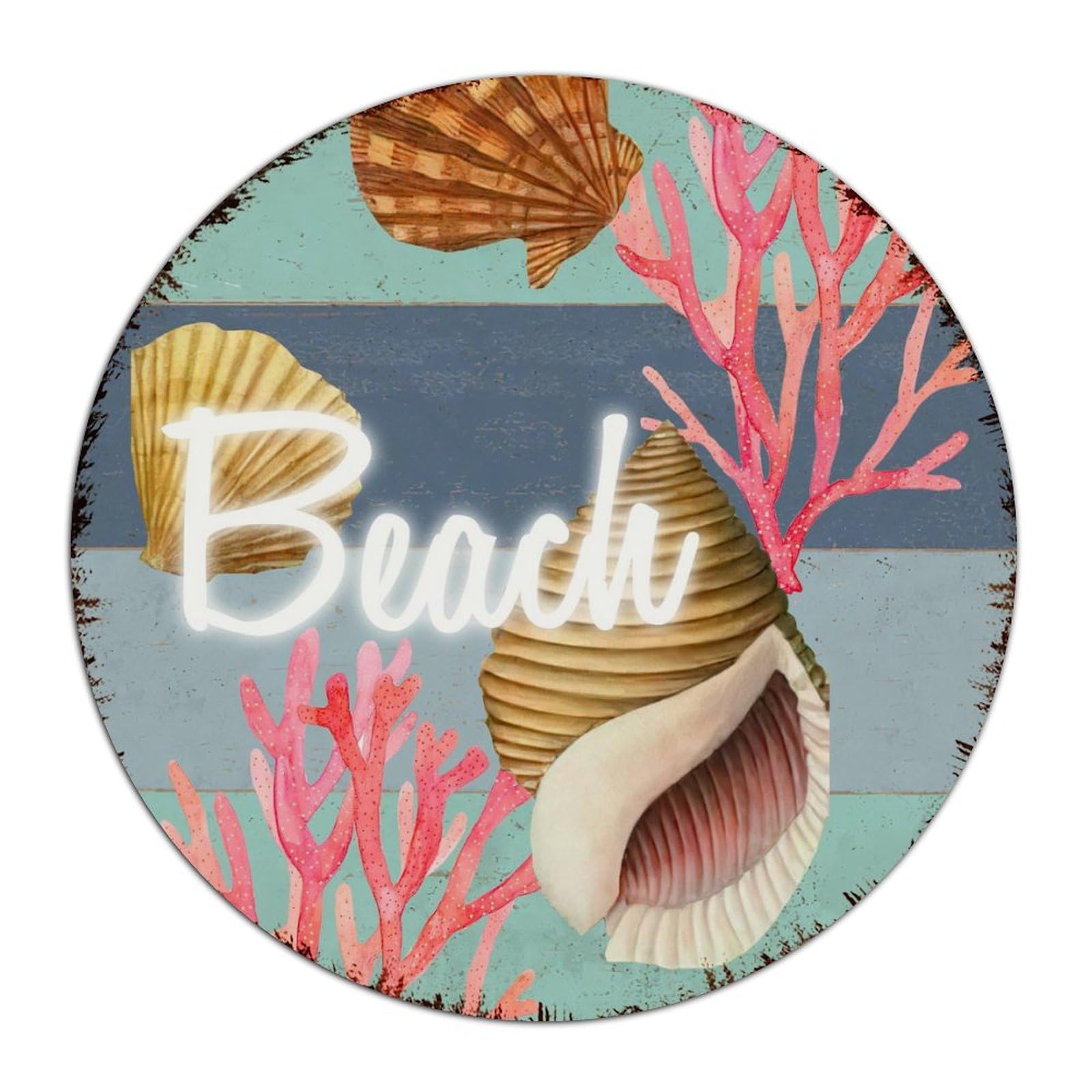 Custom Metal Sign Sea Snail Starfish Nautical Beach Ocean Theme Wall Decorations Aluminum Metal Sign for Living Room Laundry Patio Sea Animal Turtle Octopus Crab Art Poster Gift for Shop 9x9 Round