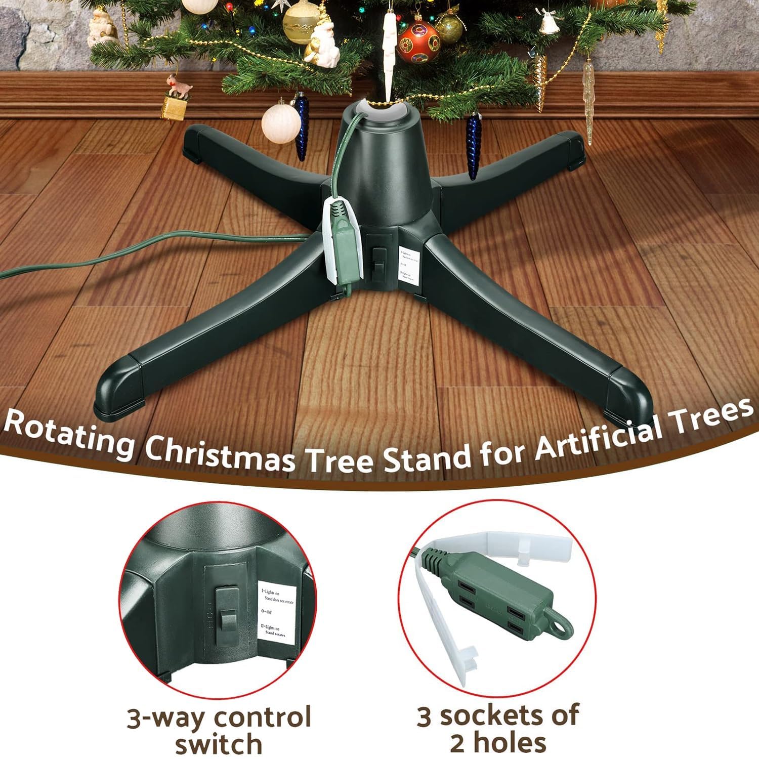 Soporte giratorio para árbol de Navidad, se adapta a todos los árboles de Navidad, soporte plegable para árbol de Navidad,soporte de metal de diámetro ajustable para decoración de fiestas en el hogar