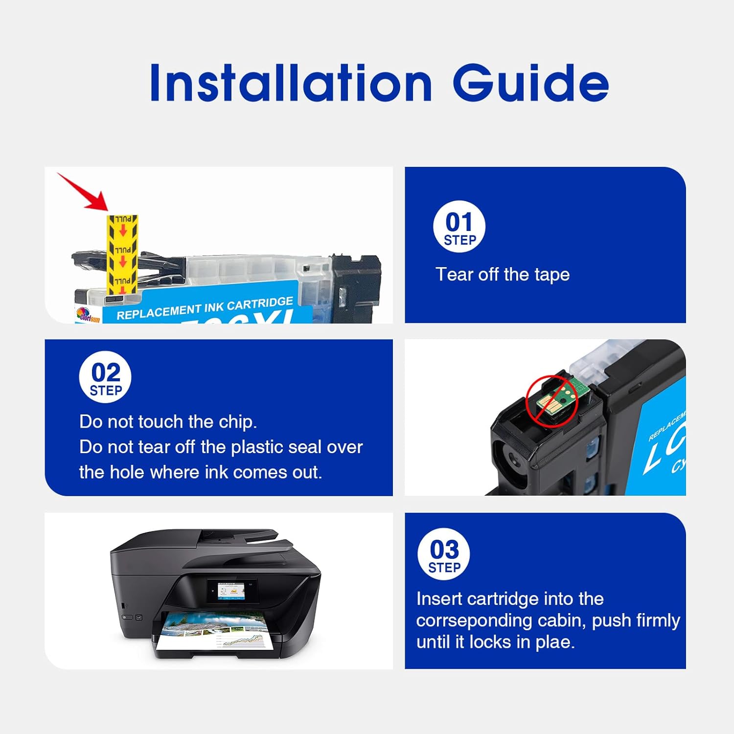 LC501XL Ink Cartridges for Brother Printer High Yield Replacement for Brother LC501 LC501XL Ink Cartridges for MFC-J1360DW MFC-J1410DW MFC-J1260DW Printers (Black Cyan Magenta Yellow, 4Pack)
