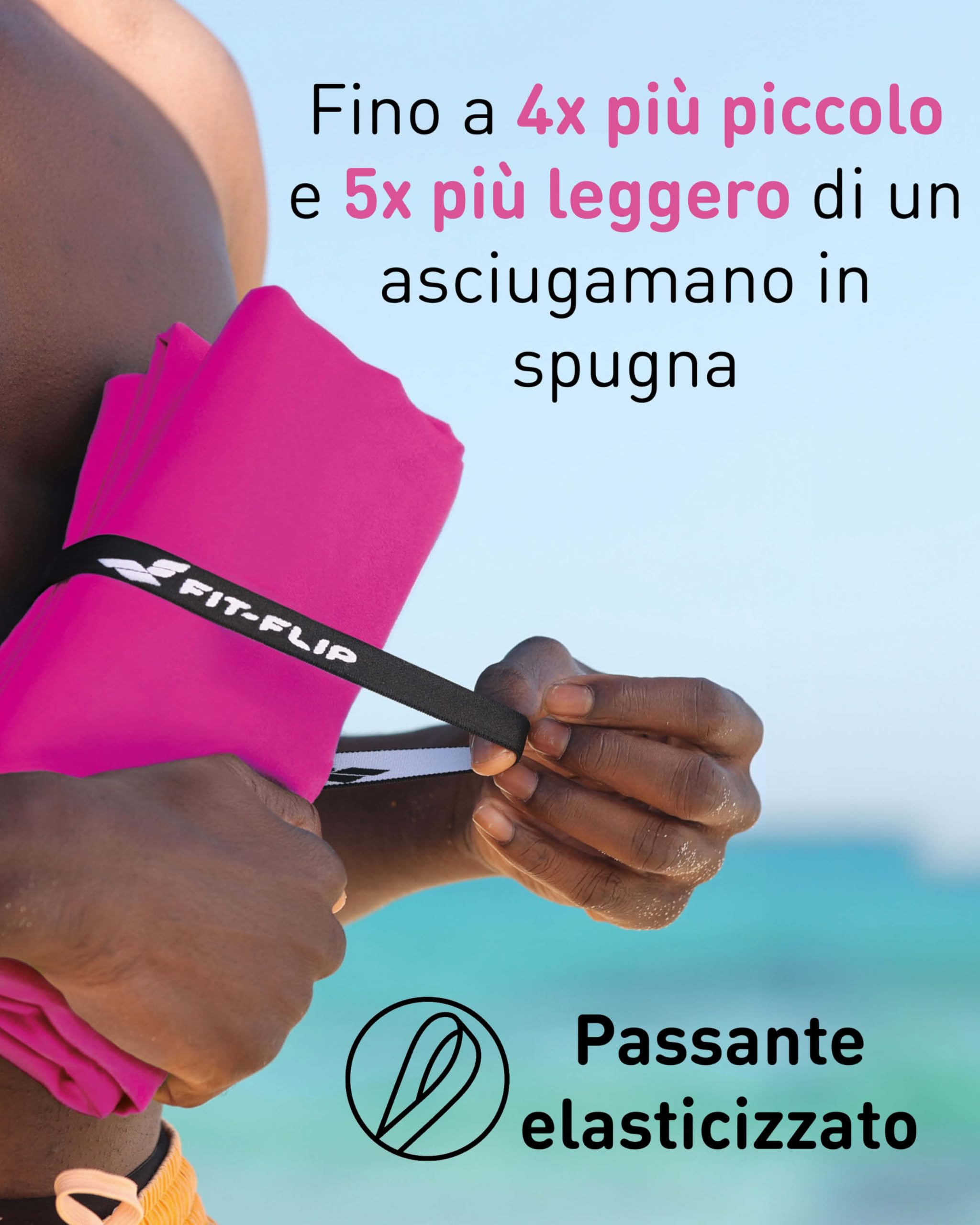 Fit-Flip Asciugamani microfibra - il perfetto telo mare microfibra grande - asciugamano palestra compatto e ultraleggero - asciugamano microfibra - ottimale per viaggio, sport e palestra