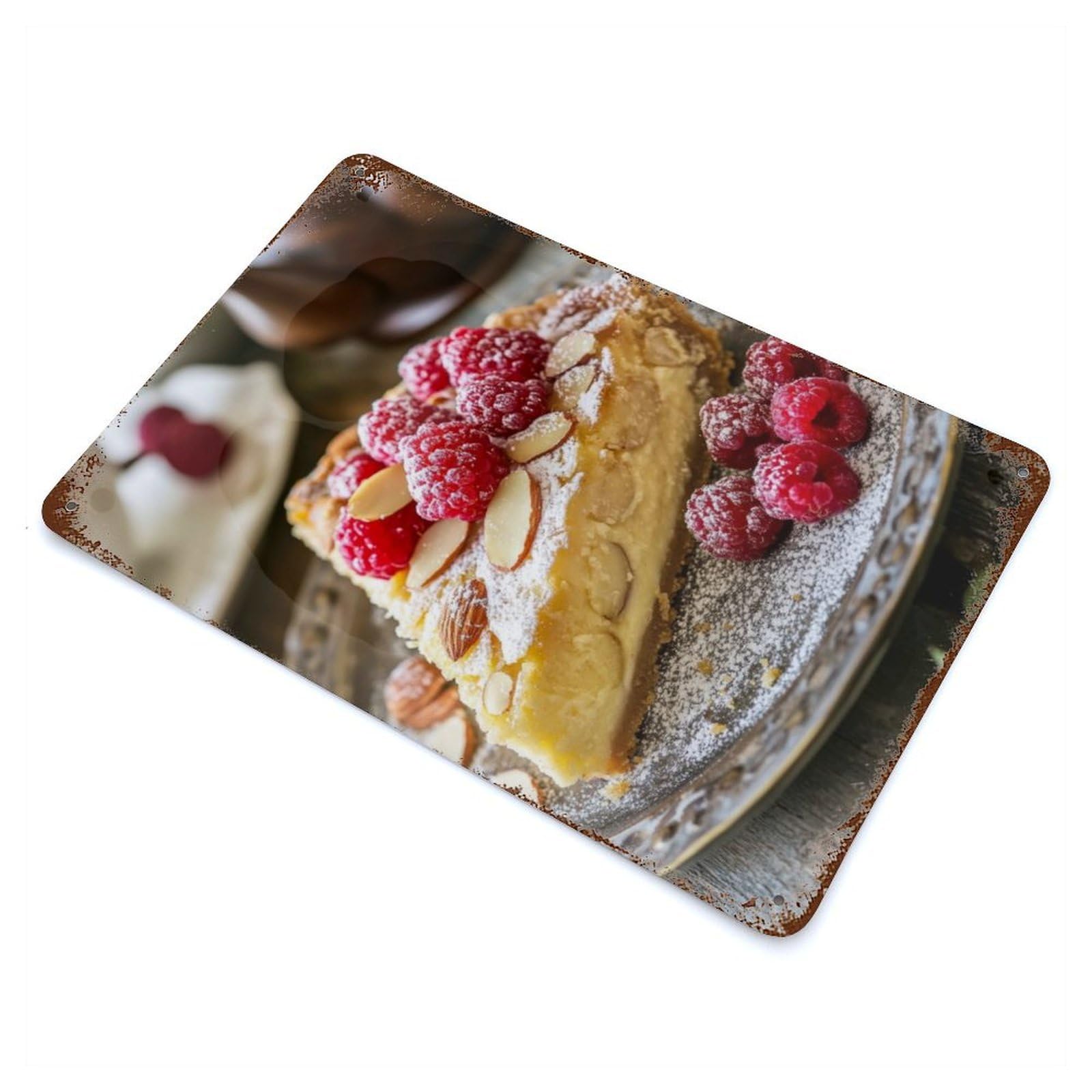 Almond Raspberry Tart Retro Metal Sign 11.8"x7.9", Vintage Wall Decor for Garage, Pub Or Kitchen