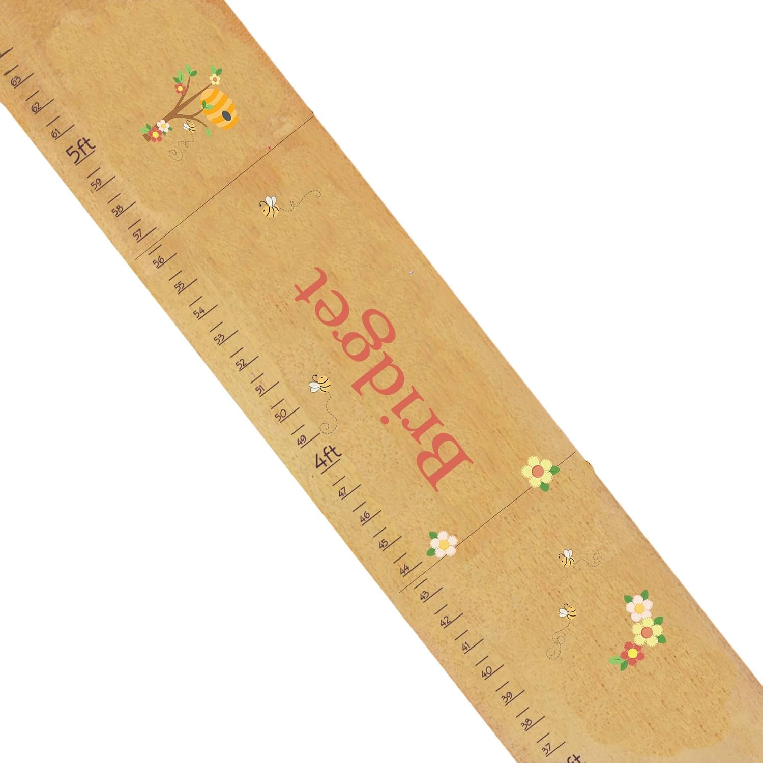 My Bambino Personalized Bee Theme Growth Chart for Nursery | Custom Bumblebee Wood Ruler for Kids | Personalized Birthday Gift