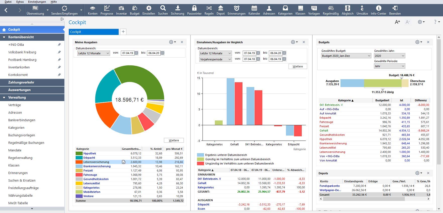 Lexware FinanzManager Deluxe 2022 Buchhaltungs-Software für private Finanzen und Wertpapier-Handel 1 Gerät 1 Jahr PC Disc