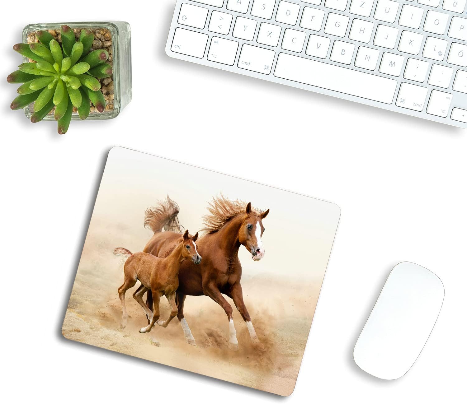 Animlas Mouse Pad, Horses and Kids Run in Fields Farm Rectangular Mouse Pad, Non-Slip Rubber MousePads for Office Home Laptop, 9.5"x7.9"x0.12" Inch image 4