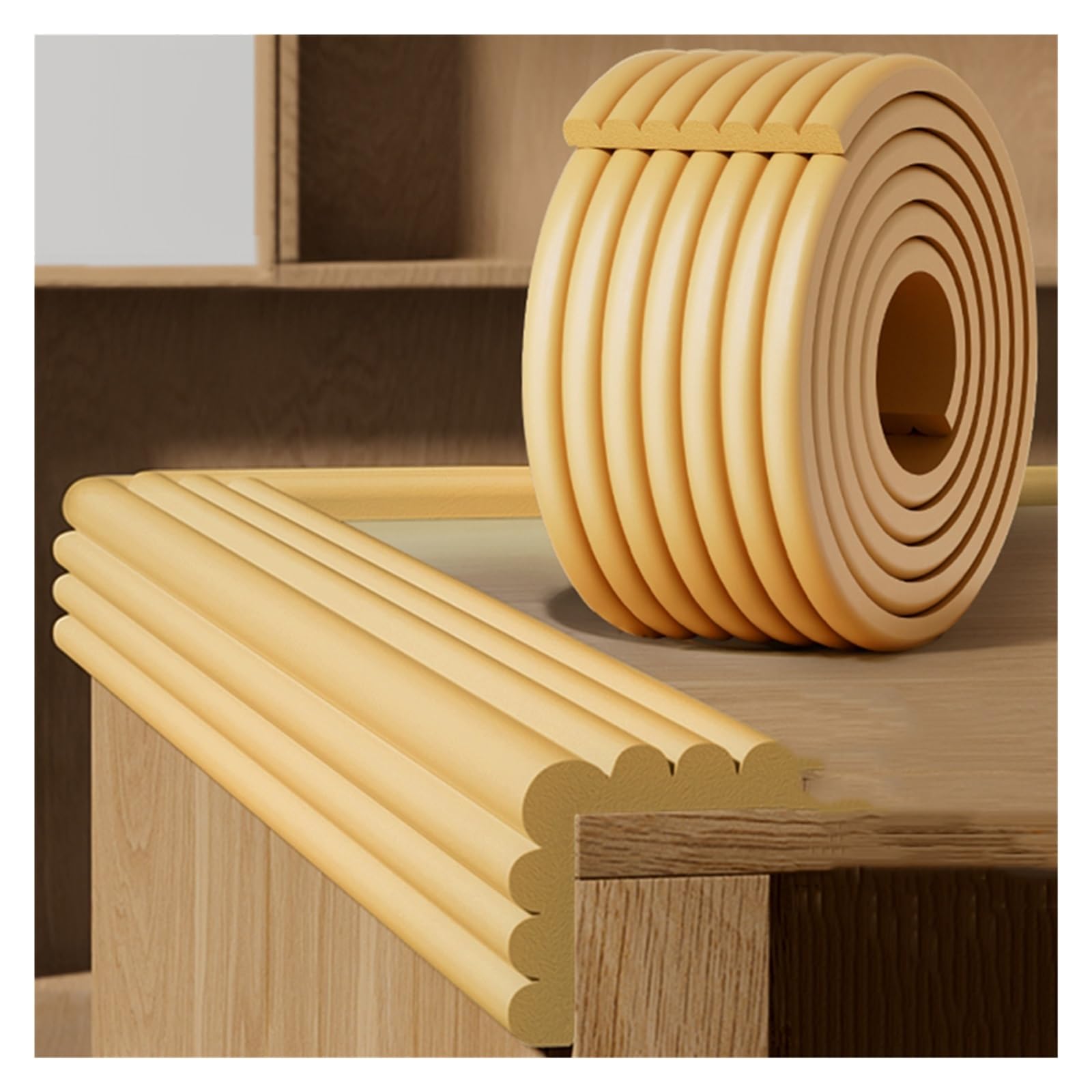 YNBSHGAA Foam edge protectors, W-shaped Furniture Corner Protector Strip For Kids Safety, Self-Adhesive Table Edge And Guard For Desk Worktop,Wood-10m/32.8ft