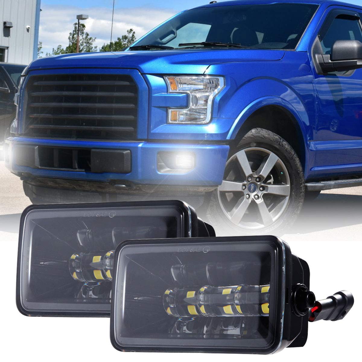 XPCTD Upgrade LED Fog Lights Compatible with 2015-2020 Ford F150 2017-2018 Ford F250 Super Duty LED IP67 Waterproof 36W 4 Inch Driving Lights Assembly 1 Pair Black