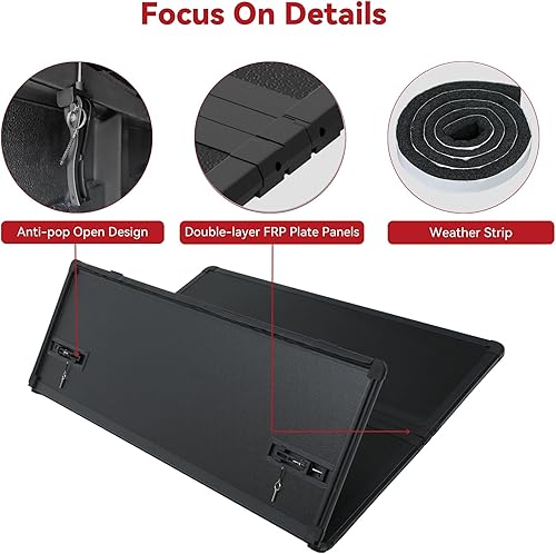 Miniatura 4 de YITAMOTOR FRP - Cubierta rígida de triple pliegue para caja de camioneta Ford F150 F-150 2015-2025 5.5 pies