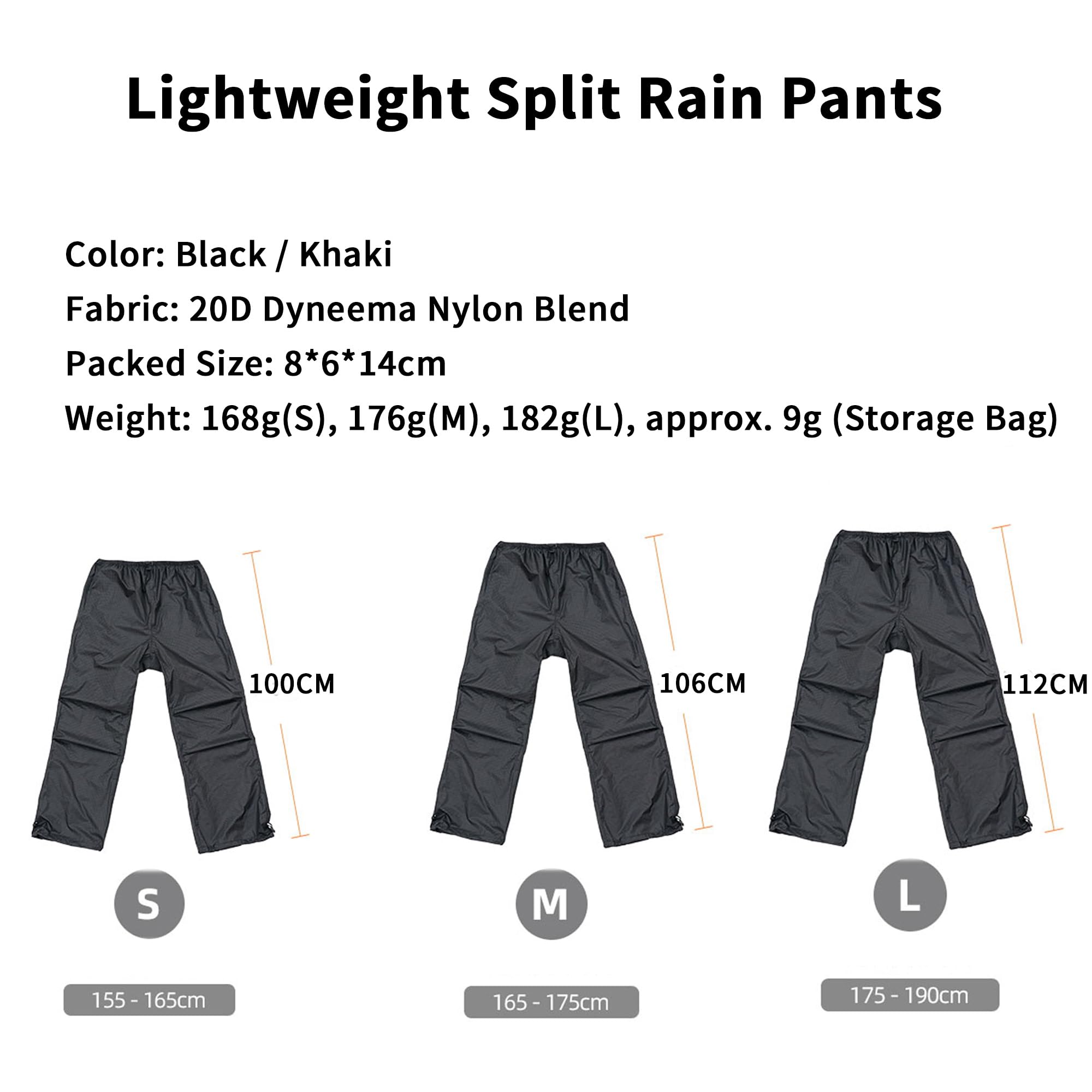 3F UL GEAR - Giacca impermeabile e pantaloni impermeabili disponibili singolarmente, leggera, antivento, antineve e impermeabile, PU10000 mm, antistrappo e ripiegabile, per attività all'aperto
