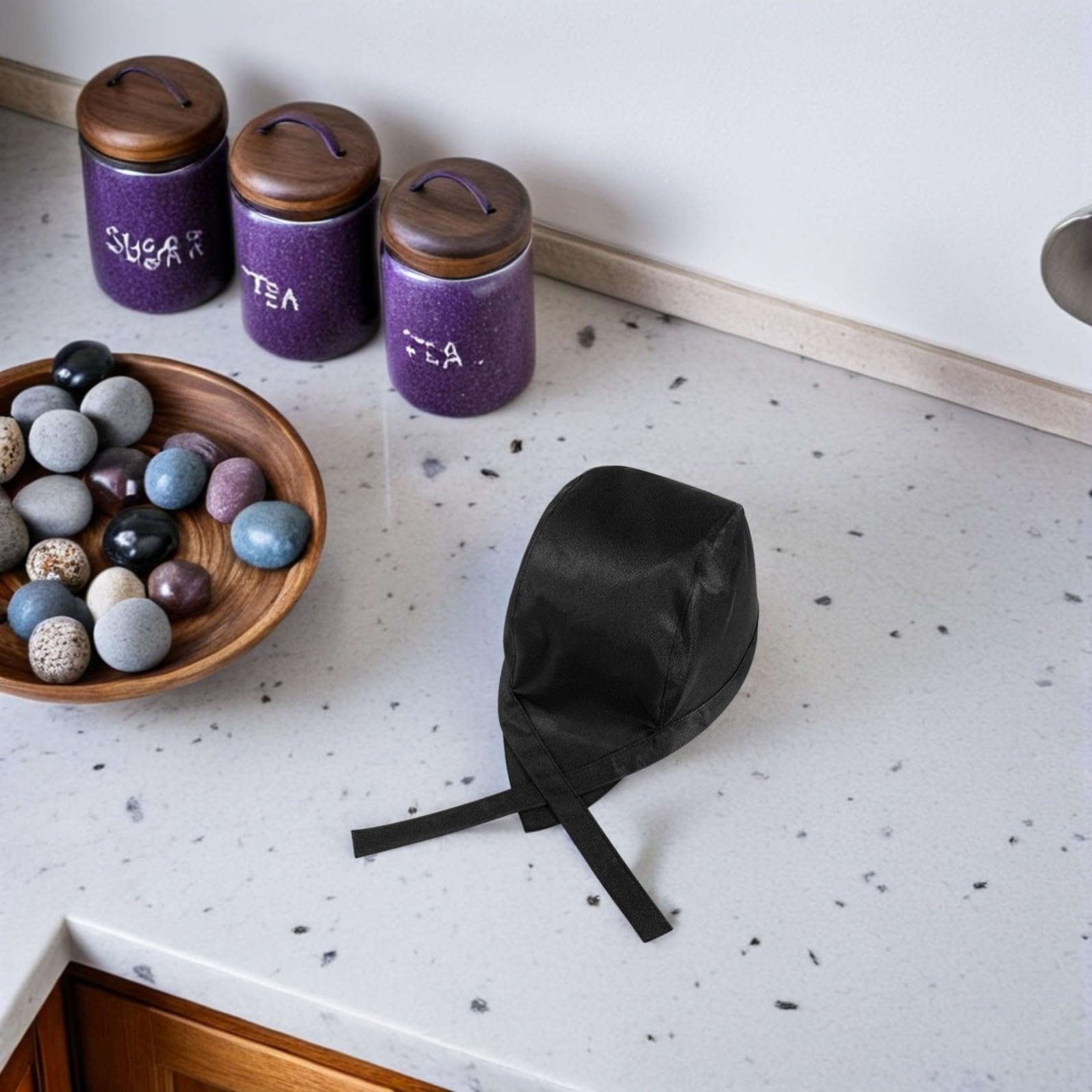 BESPORTBLE Gorros de Chef Negros de Tela Cómodos 3 Ajustables para Cocina y Trabajo Diario para Hombres y Chefs