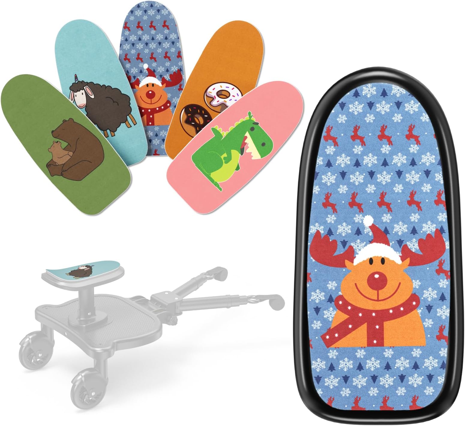 Buggy Board Seat Pads, 5 Cute Patterned Kiddy Board Seat Cushions, EVA Safe Material, Easy to Replace, Buggy Board Accessories Suitable for Children DIY