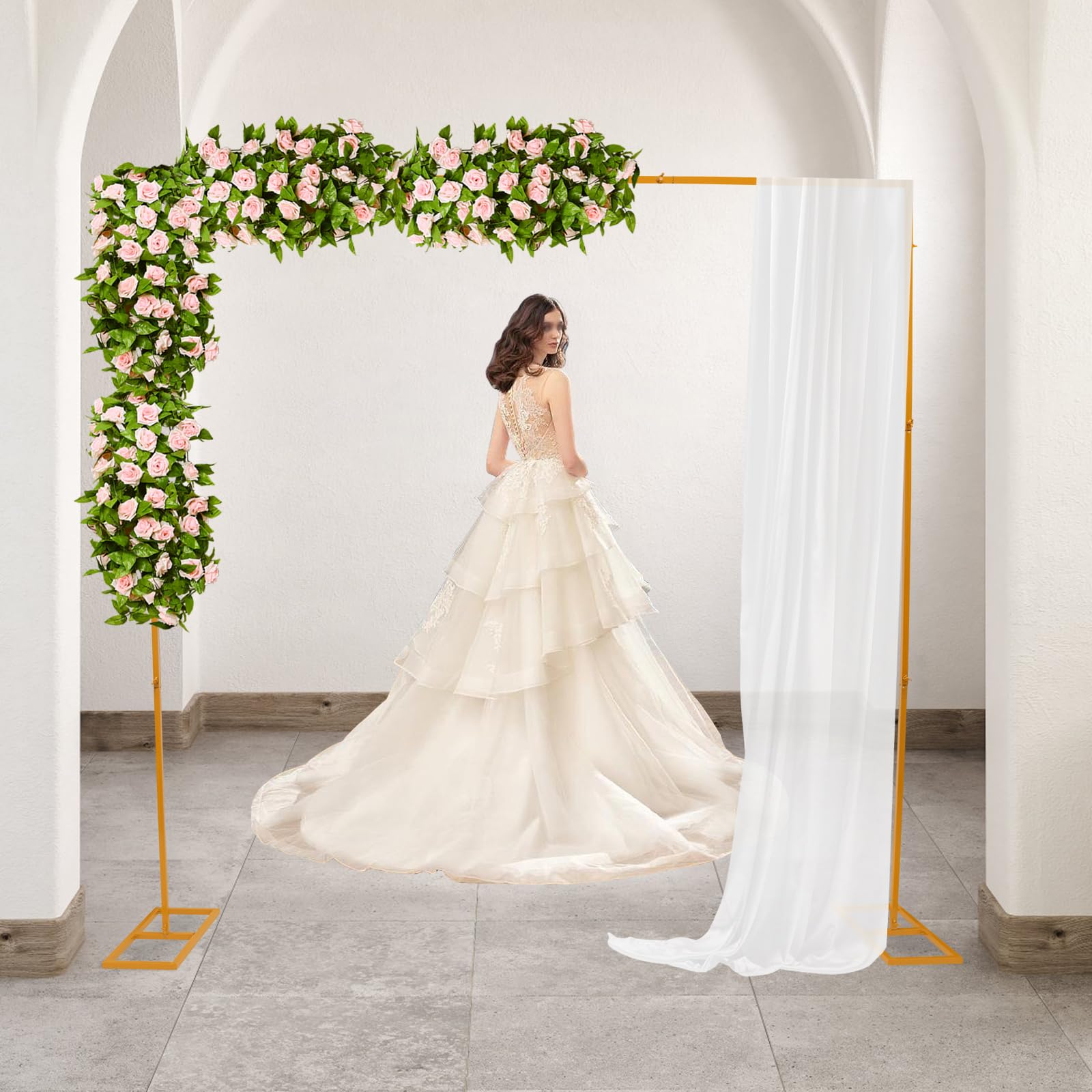 Hochzeitsbogen 2.4 * 2.4m Traubogen 5kg Tragfähigkeit Ballonbogen für Gärten, Fotostudio-Hintergründe, Hochzeiten, Geburtstagsfeiern, Jubiläen (Gold)
