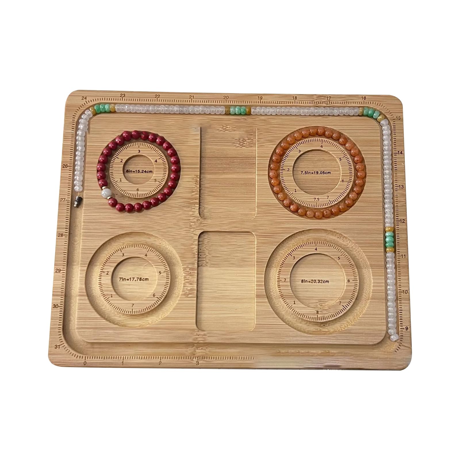 Planche à Perles En Bois Pour Bijoux DIY - Dimensions 26,3x20 Cm - Graduations Incluses - Pour Bracelets, Colliers