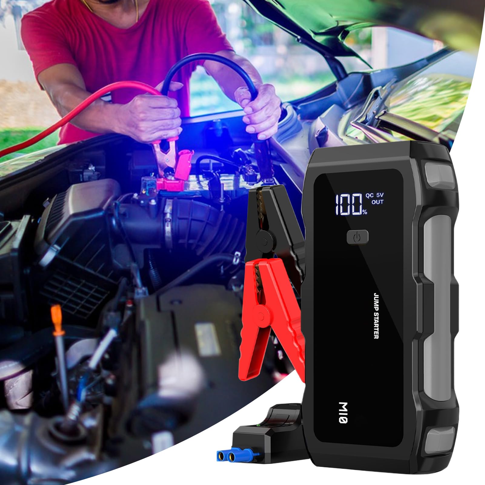 Avviatore Di Emergenza Per Batteria Auto - 8000A 12V Con Ricarica Rapida USB,Pacchetto di Avviamento per Batteria Auto | Per Berline, Camion, Motocicli, Barche, Motoslitte, Trattori