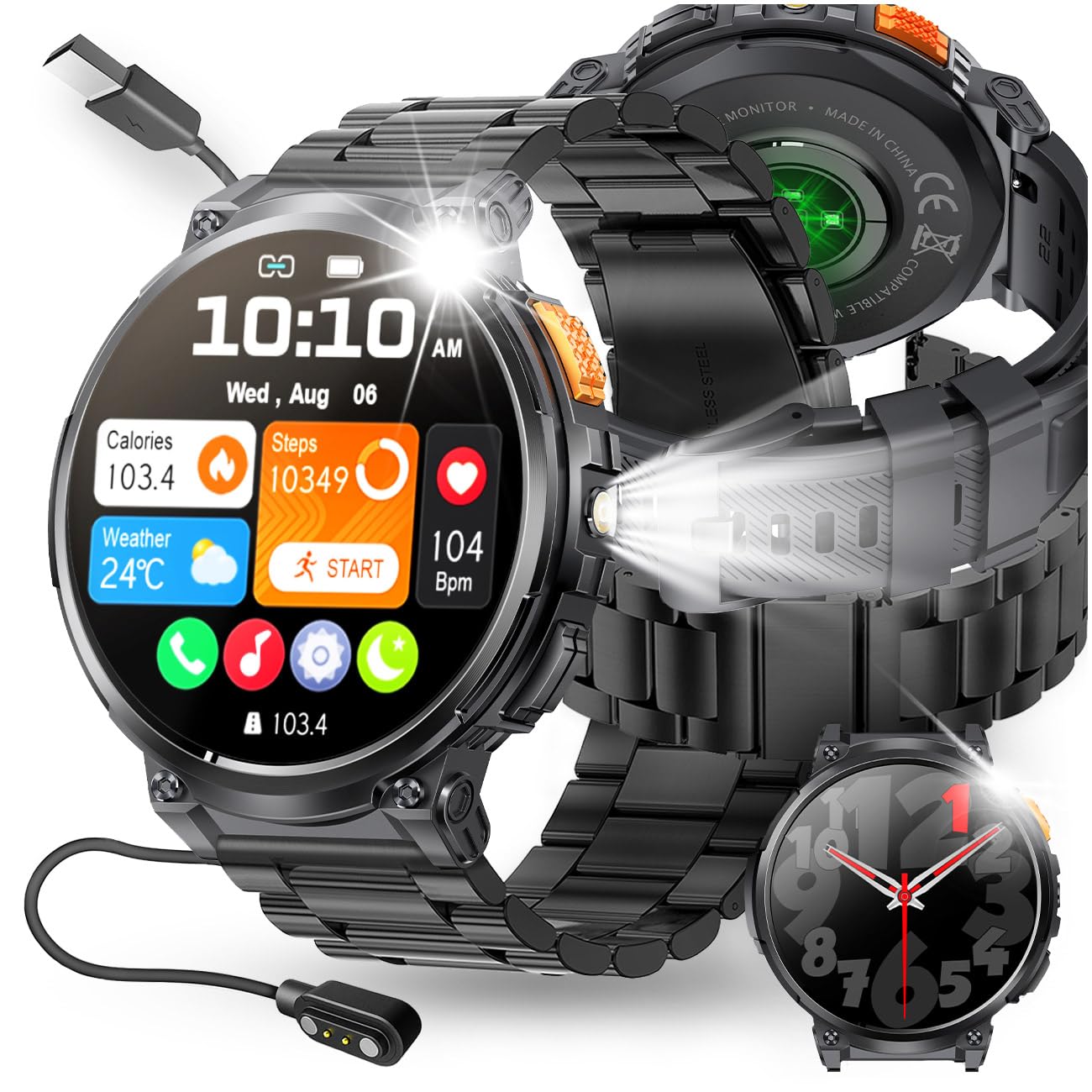 SMARTWATCH ZEGAREK MĘSKI POLSKIE MENU 730mAh CIŚNIENIE PULS POŁĄCZENIA SMS