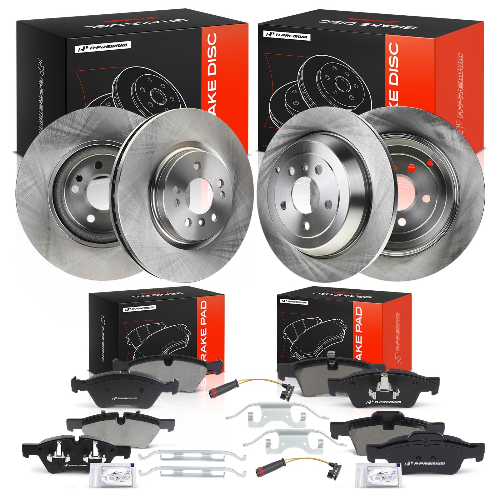 View 1 of ***FACTORY SEALED***A-Premium Front Vented and Rear Solid Brake Rotors and Ceramic Pads Kit