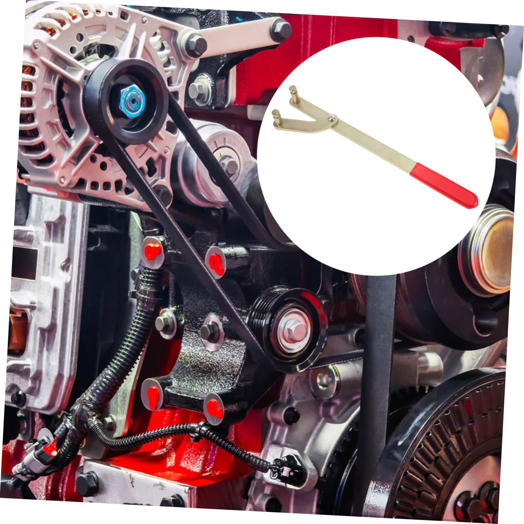 HEMOTON Outil de Réglage de Courroie Réglable et Support de Poulie pour Calage de Distribution Moteur Maintien Robuste de Poulie et Pignon Acier pour Réparation Automobile