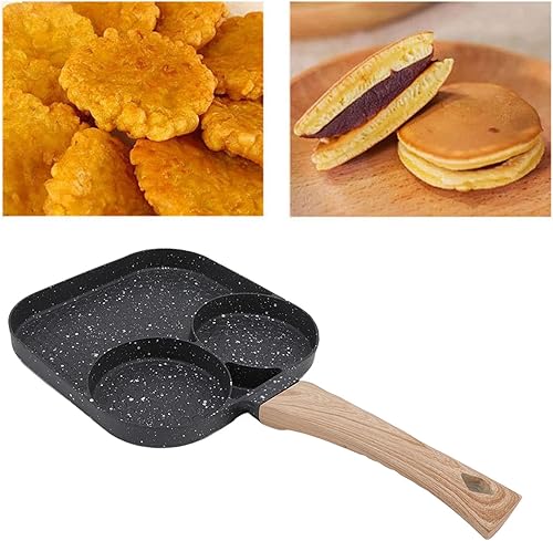 Miniatura 9 de Sartén antiadherente 3 en 1, sartén para huevos, sartén seccional para desayuno que evita que se pegue resistente al calor, sartén dividida para