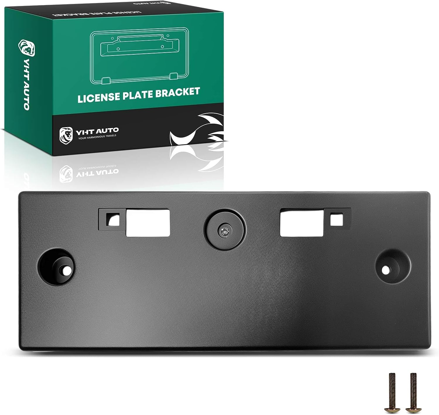 YHTAUTO Front License Plate Frame w/Screws Compatible with Chevrolet City Express 2015-2018, Black Plastic Bumper License Plate Bracket