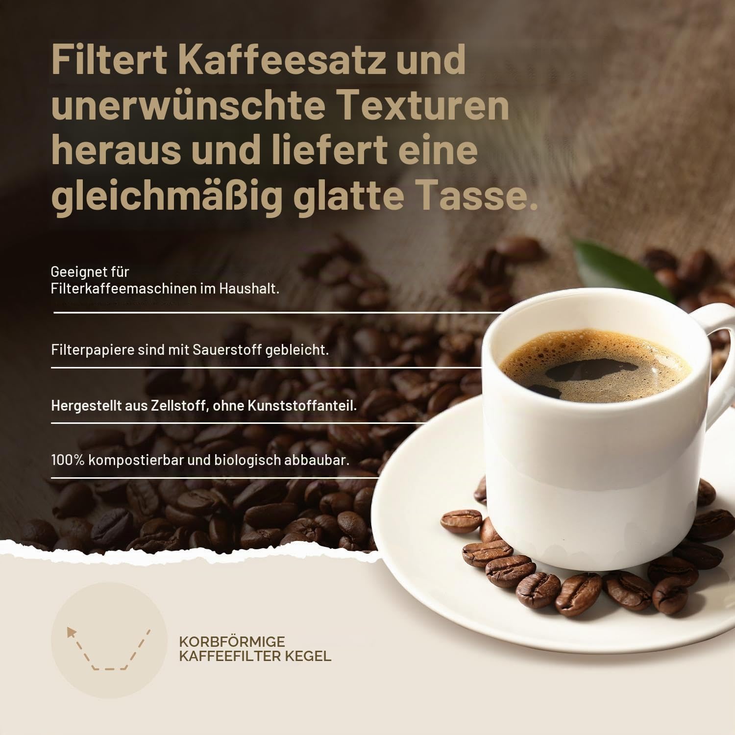 1000 Stück 80/200mm Korbfilter Kaffeefilter - kompatibel mit Beem, Cuisinart, Phillips, Gastroback usw.