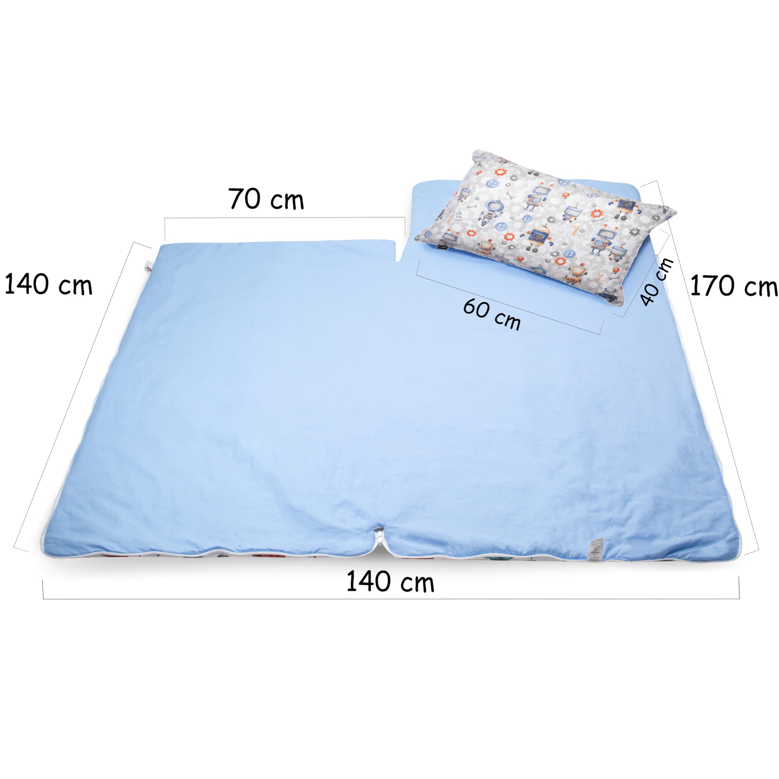 PinkZebra Kinder Schlafsack 170x70 cm Öko-Tex Baumwollschlafsack mit Doppelter Reißverschluss