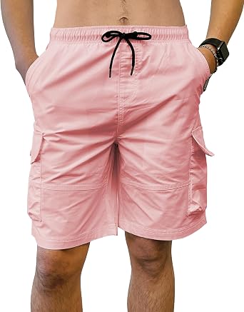 Southpole Mens Tech Woven Nylon Cargo Shorts, Quick Dry, Lightweight, Adjustable Waist