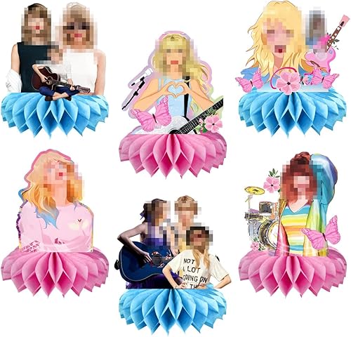 6 piezas de centro de mesa de nido de abeja cantante, suministros de fiesta temática de cantante, decoración de escritorio para fiesta de cumpleaños