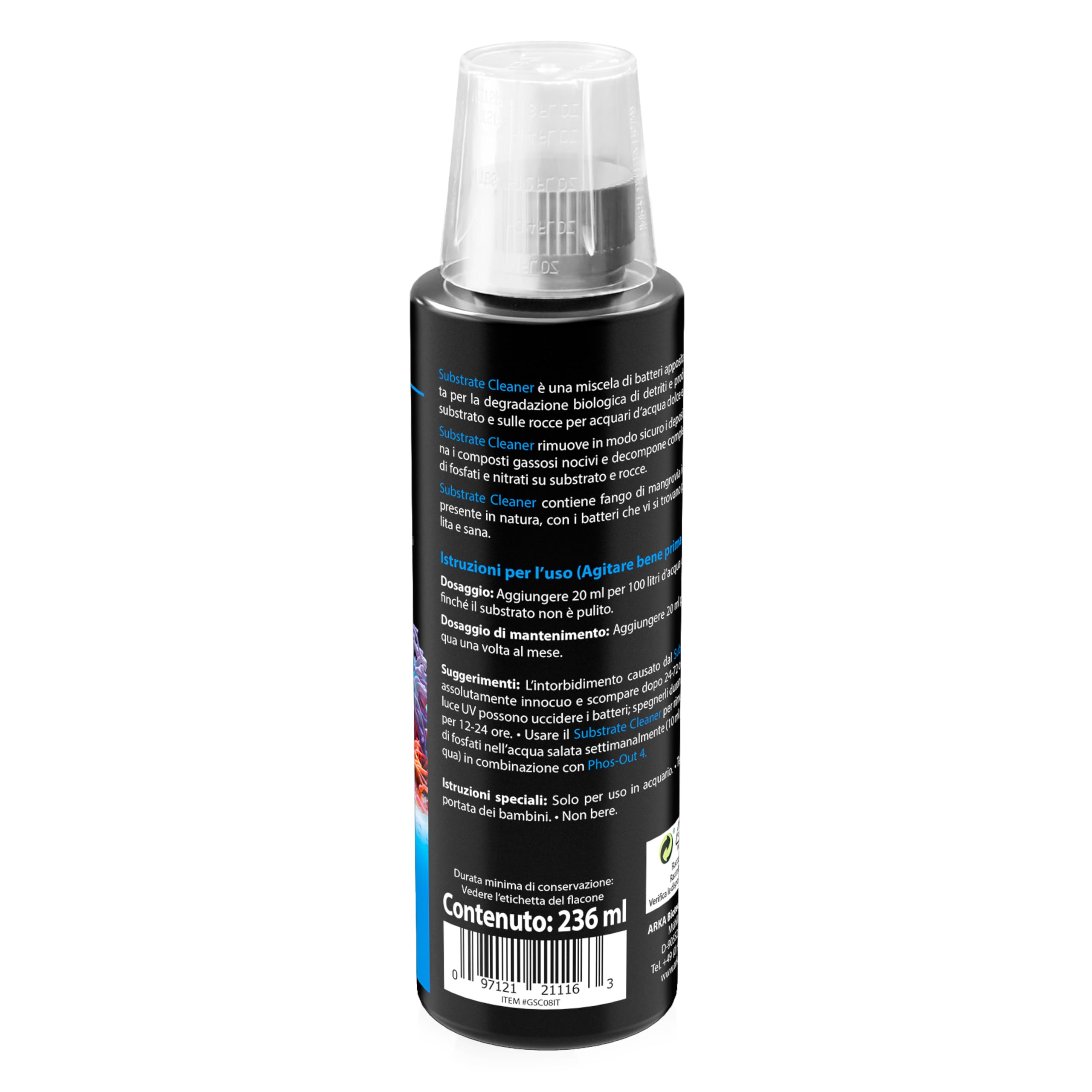 Pulitore fondo acquario 236 ml – MICROBE-LIFT Substrate Cleaner – pulizia biologica con batteri attivi – rimuove fanghi e detriti – per vasche medie – senza sifone né cambi filtro – ARKA
