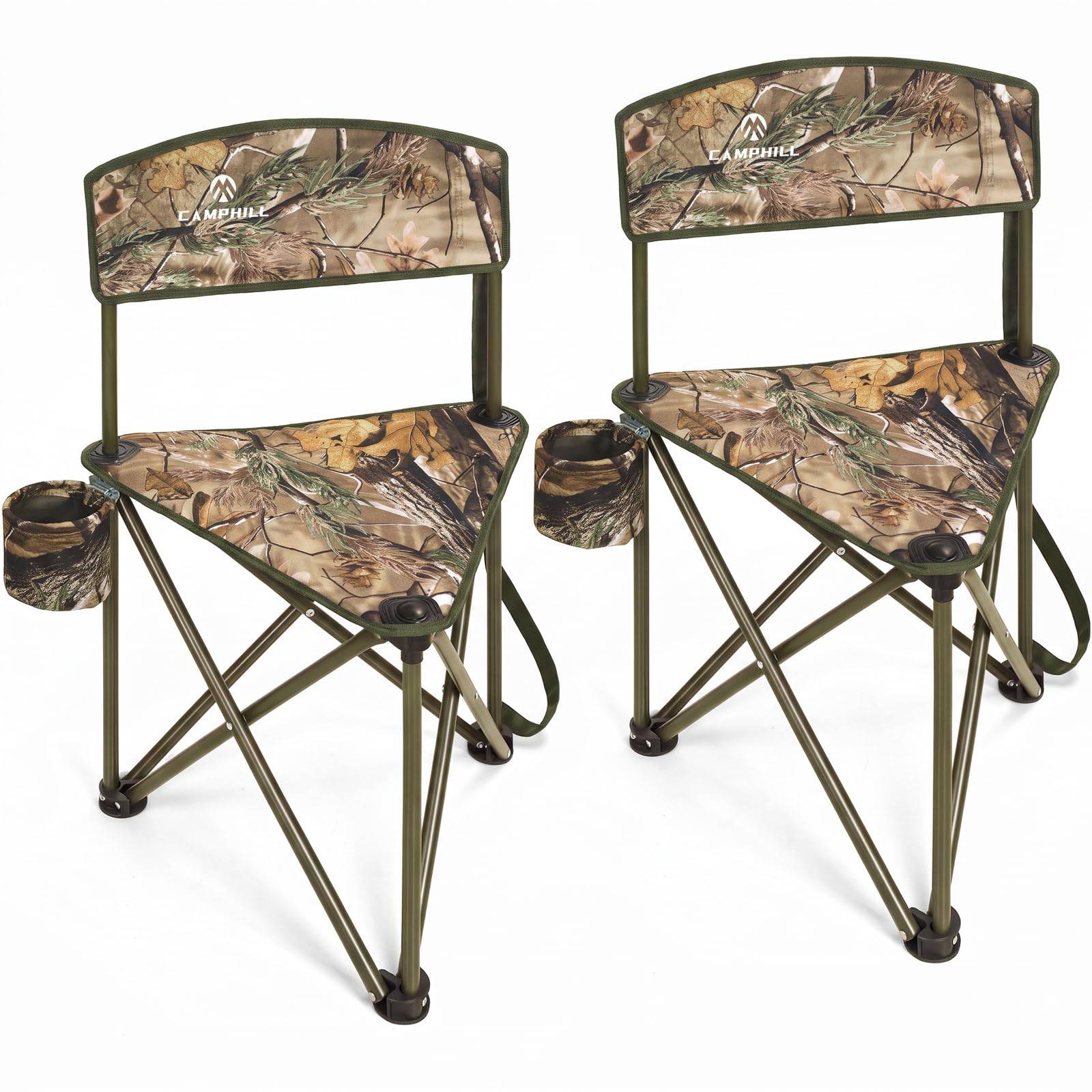 2 Pack Tripod Hunting Chair for Blinds,Lightweight Portable Camo Camping Chair with Backr…