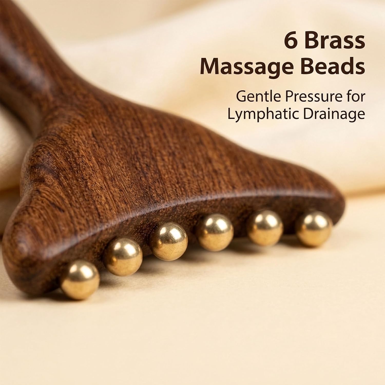Facial Massage Roller with 6 Brass Beads, Gua Sha Tool for Body | Face Massager Tool for Lymphatic Drainage, Facial Skin Care Tools for Sculpting and Contouring, 1 Piece